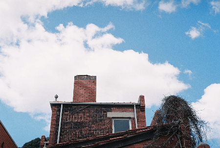 Yashica Ic Lynx 5000E camera test image, old red brick buildings and chimney and some blue sky behind Yashica Ic Lynx 5000E camera test image, old red brick buildings and chimney and some blue sky behind