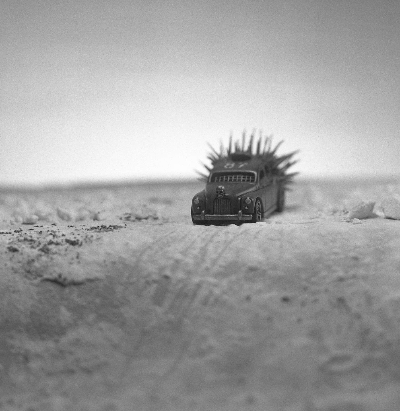 Gaslands (hot wheels) car in a snow scene made with flour Gaslands (hot wheels) car in a snow scene made with flour