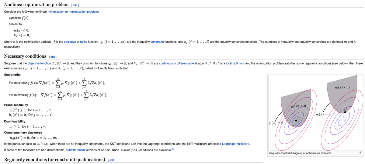 KKT conditions from wikipedia KKT conditions from wikipedia