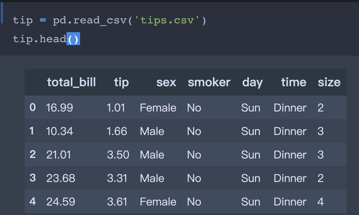 tips dataset sample ( first five row) tips dataset sample ( first five row)