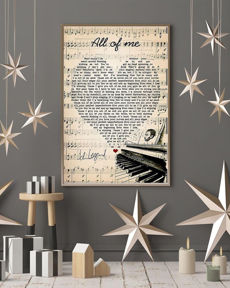 Authetic John Legend All Of Me Lyrics Poster