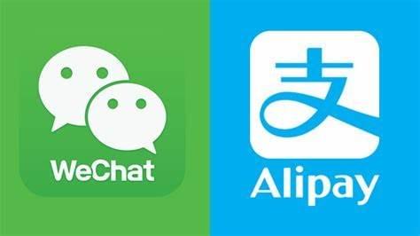 Wechat's logo and Alipay logo. China's biggest 2 smartphone payment tools Wechat's logo and Alipay logo. China's biggest 2 smartphone payment tools