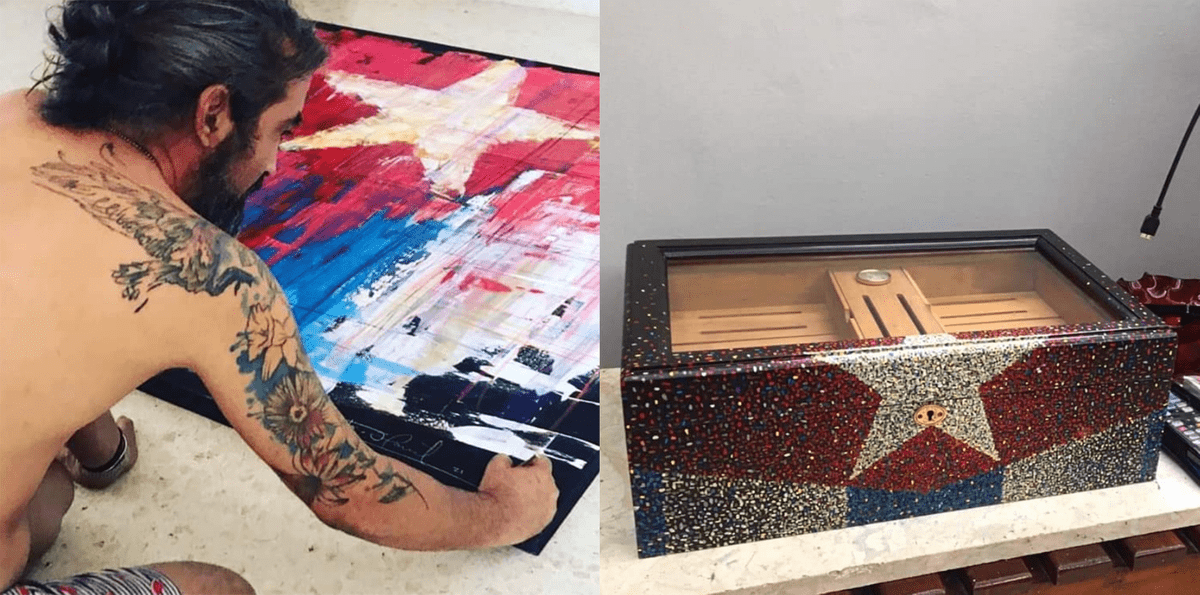 Frank Hart is a visual artist who fuses the Cuban flag with a truly national passion: cigars. Frank Hart is a visual artist who fuses the Cuban flag with a truly national passion: cigars.