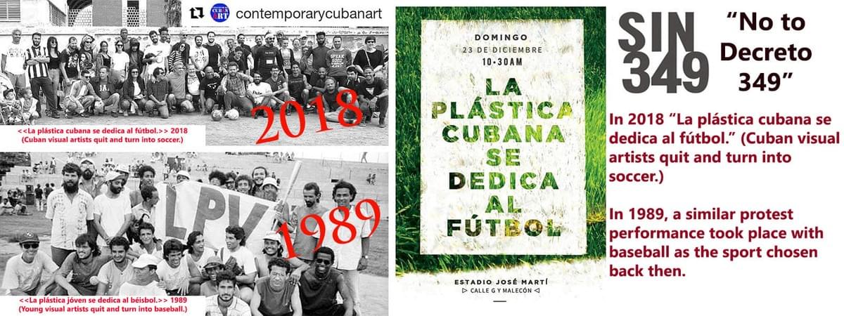 In 2018 “La plástica cubana se dedica al fútbol.” (Cuban visual artists quit and turn into soccer.) In 2018 “La plástica cubana se dedica al fútbol.” (Cuban visual artists quit and turn into soccer.)