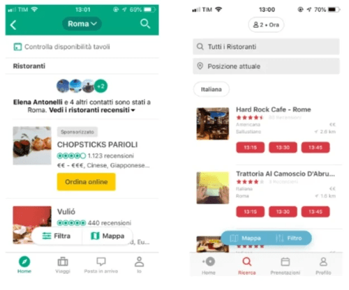 TripAdvisor and Open Table place filter access at the bottom TripAdvisor and Open Table place filter access at the bottom