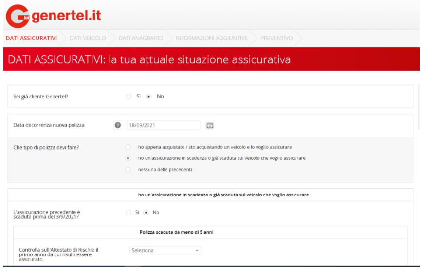 Progress tracker su Genertel Progress tracker su Genertel