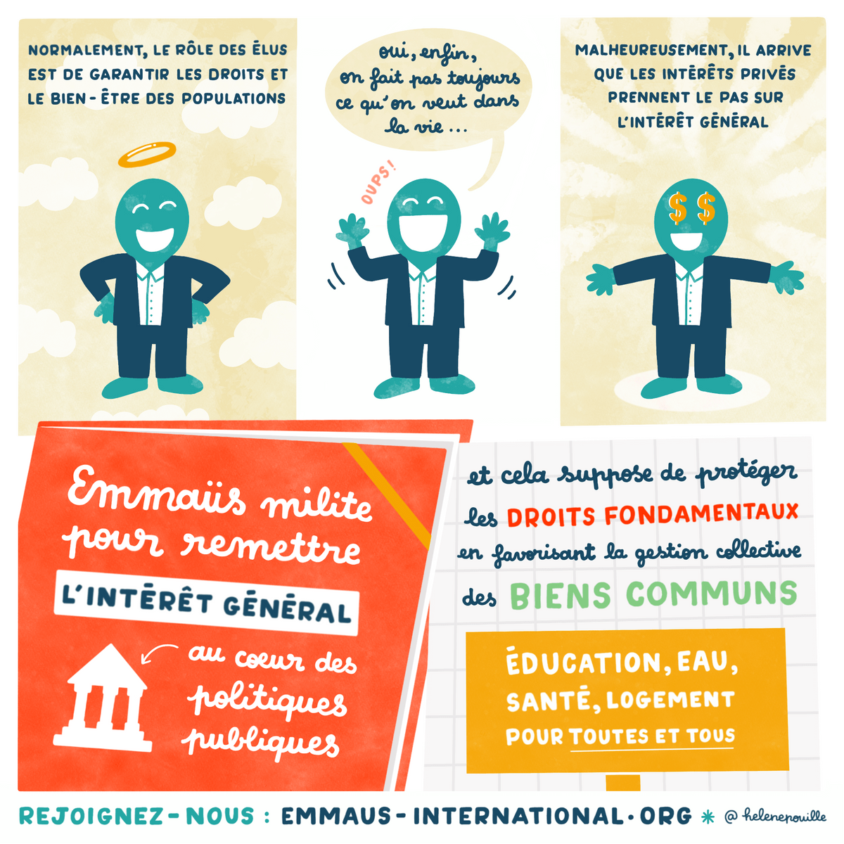 facilitation graphique, facilitation visuelle, sketchnotes, infographie, hélène pouille, emmaüs international, solidarité, revendications, intérêt général, politiques publiques facilitation graphique, facilitation visuelle, sketchnotes, infographie, hélène pouille, emmaüs international, solidarité, revendications, intérêt général, politiques publiques