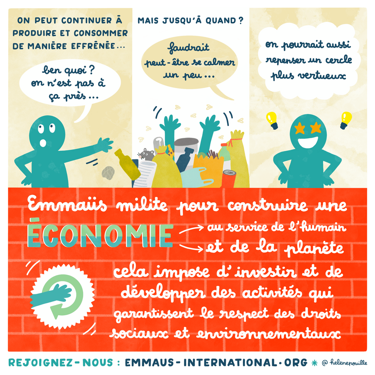 facilitation graphique, facilitation visuelle, sketchnotes, infographie, hélène pouille, emmaüs international, solidarité, revendications, économie, planète facilitation graphique, facilitation visuelle, sketchnotes, infographie, hélène pouille, emmaüs international, solidarité, revendications, économie, planète