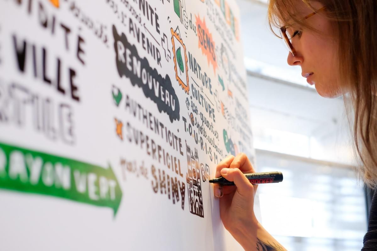 facilitation graphique, facilitation visuelle, infographie, sketchnotes, hélène pouille, logement, habitat, construction facilitation graphique, facilitation visuelle, infographie, sketchnotes, hélène pouille, logement, habitat, construction