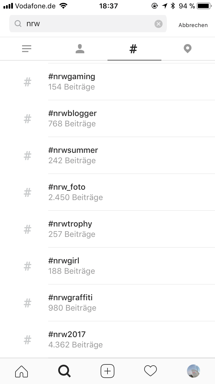 Instagram-Screenshot-Hashtag-Suche Instagram-Screenshot-Hashtag-Suche