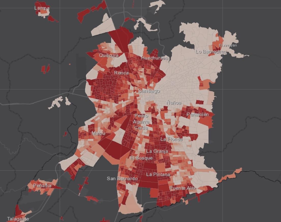 Cartografía de distribución de la calidad de construcción/materialidad de la Región Metropolitana Cartografía de distribución de la calidad de construcción/materialidad de la Región Metropolitana