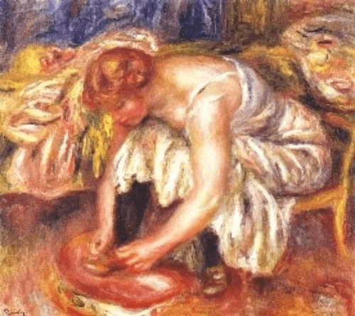 皮耶‧奧古斯特‧雷諾瓦(Pierre-Auguste Renoir, 1841-1919)Woman Tying Her Shoe 皮耶‧奧古斯特‧雷諾瓦(Pierre-Auguste Renoir, 1841-1919)Woman Tying Her Shoe