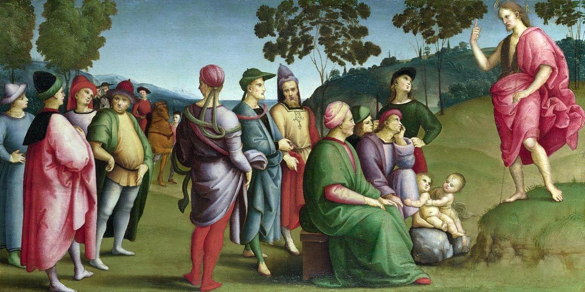 Saint John the Baptist Preaching. Raphael, 1505. The National Gallery. Web. 23 September 2019. Saint John the Baptist Preaching. Raphael, 1505. The National Gallery. Web. 23 September 2019.