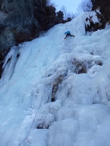 Climber on Cascate de Loie (not me in the photo) Climber on Cascate de Loie (not me in the photo)