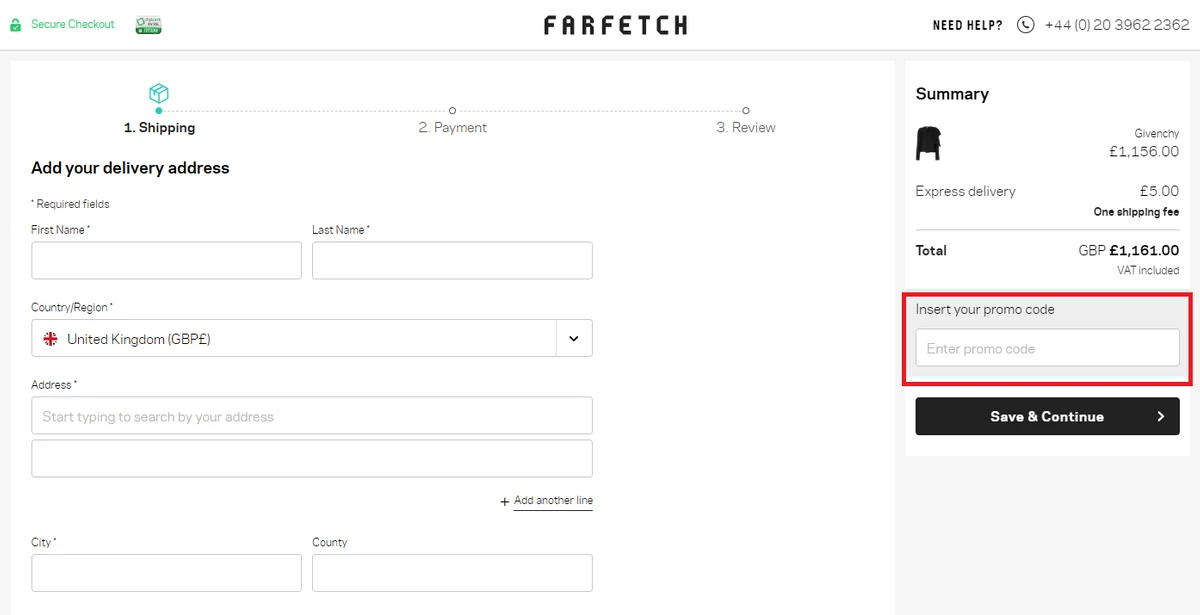 farfetch new user code
