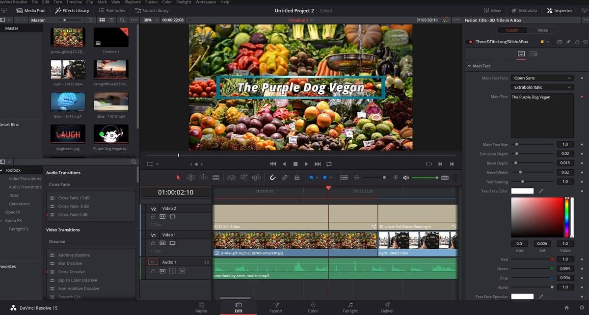 Screen of the editing process when making The Purple Dog Vegan videos Screen of the editing process when making The Purple Dog Vegan videos
