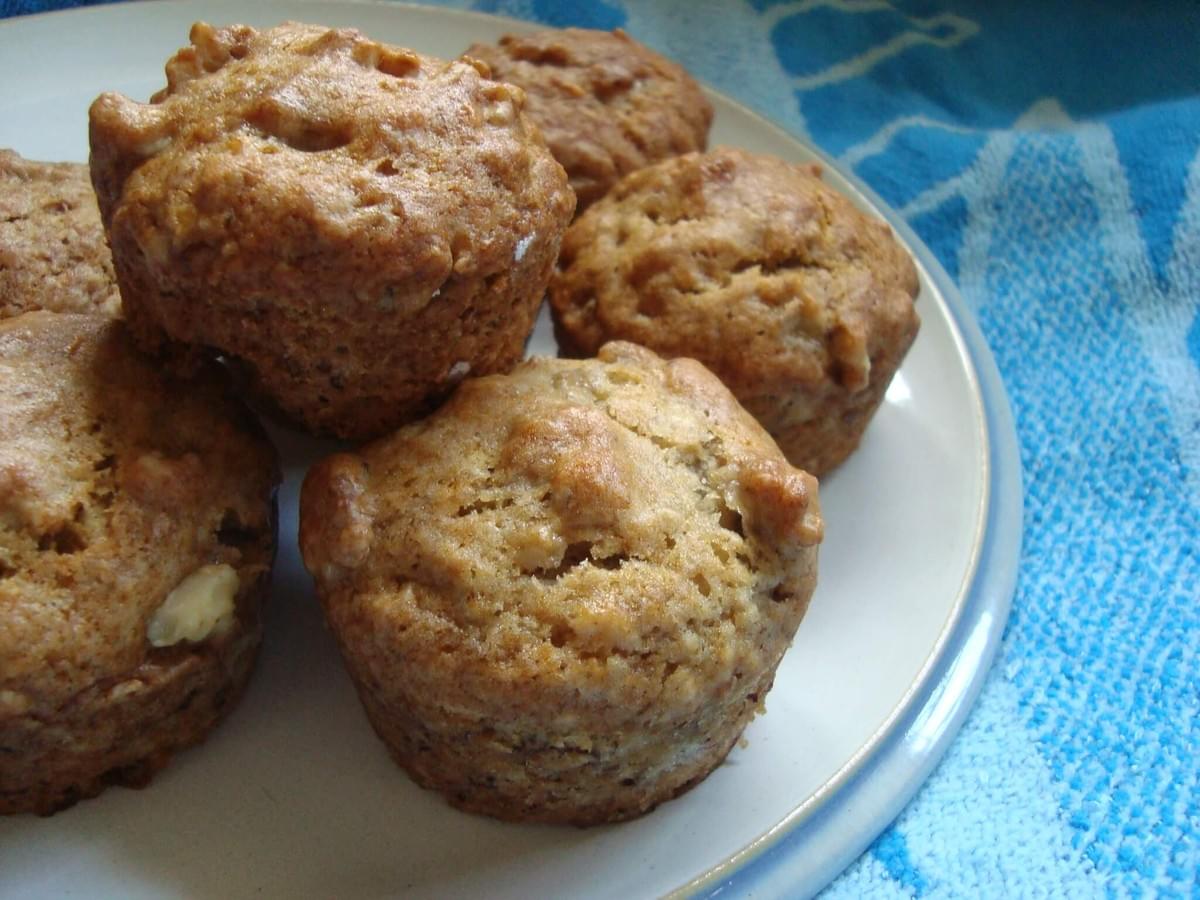 A photo of Banana Walnut Breakfast Muffins from The Purple Dog Vegan A photo of Banana Walnut Breakfast Muffins from The Purple Dog Vegan