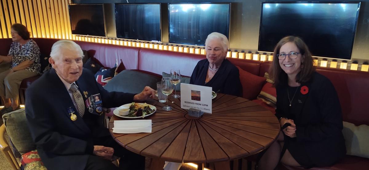 Wal Edwards OAM, wife Joan and Ms Julie Pert, Director Greater NSW, Open Arms – Veterans & Families Counselling Wal Edwards OAM, wife Joan and Ms Julie Pert, Director Greater NSW, Open Arms – Veterans & Families Counselling