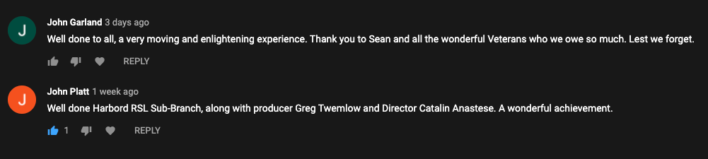 viewer comments about Saluting Their Service movie filmed by SEVENmile Venture Lab viewer comments about Saluting Their Service movie filmed by SEVENmile Venture Lab