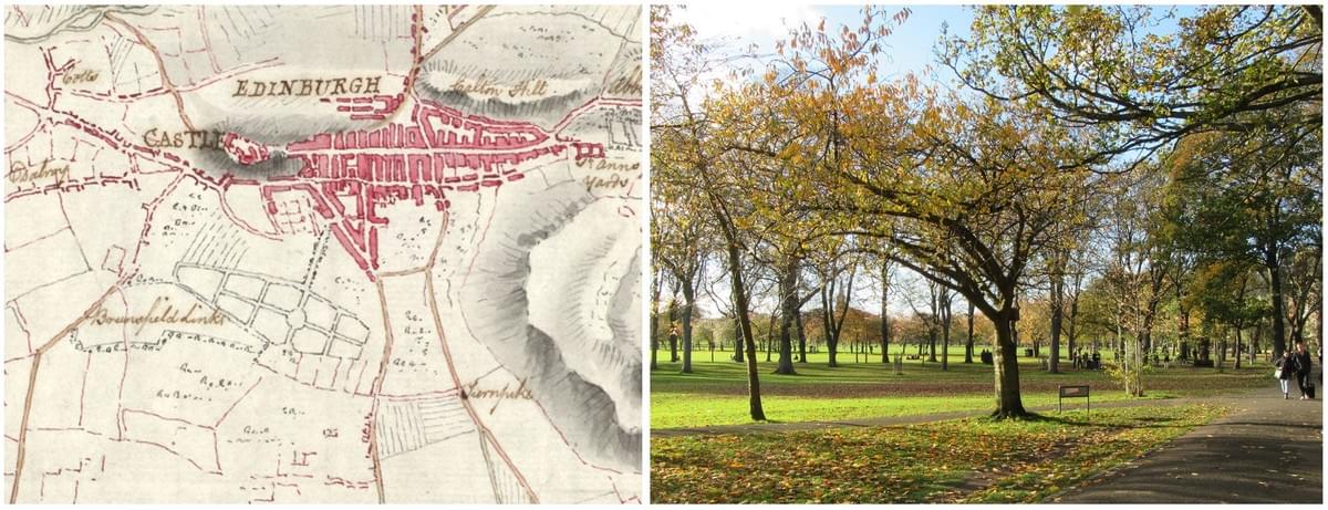 The Edinburgh Meadows were a purposefully designed park which transformed a muddy bog into a grassy fields set with tree-lined walks. The Edinburgh Meadows were a purposefully designed park which transformed a muddy bog into a grassy fields set with tree-lined walks.