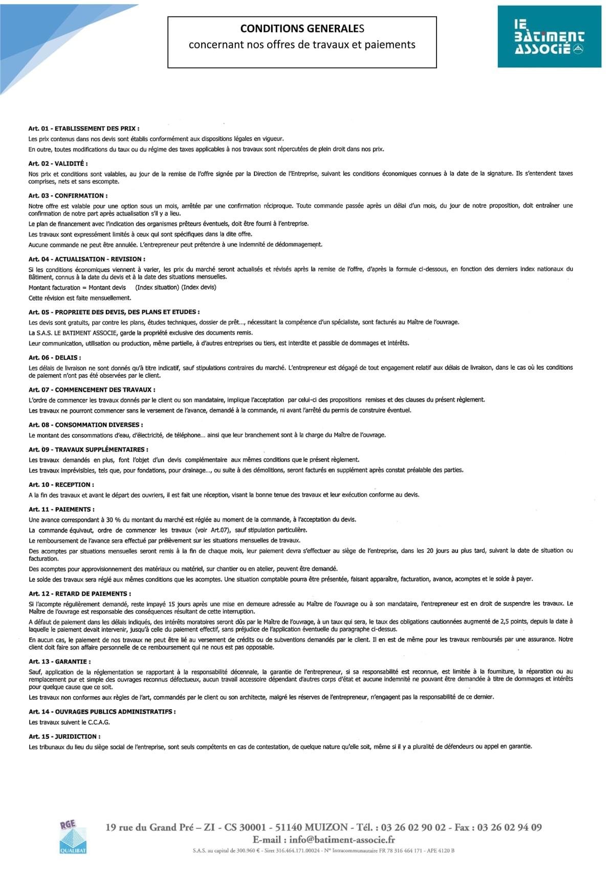 Conditions G n rales Le B timent Associ 