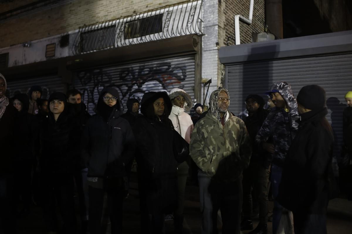 Neighbors and activists gather at the scene where Saheed Vassell, 36, was shot hours earlier at Utica Avenue and Montgomery Street, Brooklyn, NY. April 4, 2018. Photo: Emily Pederson Neighbors and activists gather at the scene where Saheed Vassell, 36, was shot hours earlier at Utica Avenue and Montgomery Street, Brooklyn, NY. April 4, 2018. Photo: Emily Pederson