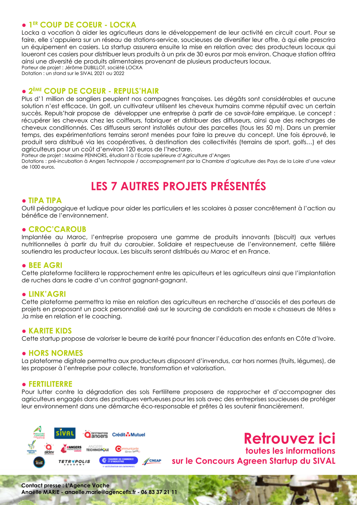 Communiqué de presse AGREEN STARTUP 2020 Communiqué de presse AGREEN STARTUP 2020