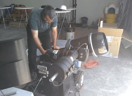 Montage du télescope de Collineo pour la prise d’images au sol. Montage du télescope de Collineo pour la prise d’images au sol.