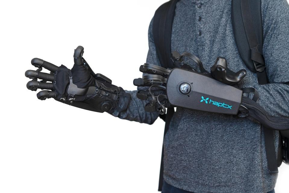 With data gloves on both hands a user could operate remote machinery, or manipulate objects in VR. Hapt With data gloves on both hands a user could operate remote machinery, or manipulate objects in VR. Hapt
