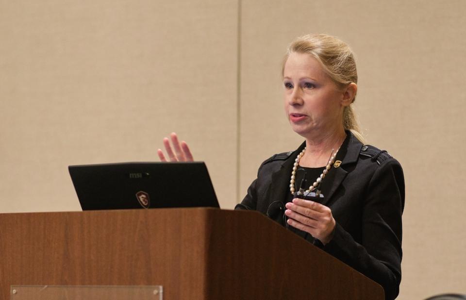 Robin Hensley of UPS presenting at EWTS in Dallas. JASON GILMORE Robin Hensley of UPS presenting at EWTS in Dallas. JASON GILMORE