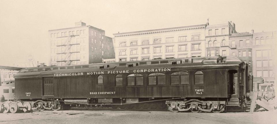 State of the art mobile film processing laboratory, 1917. State of the art mobile film processing laboratory, 1917.