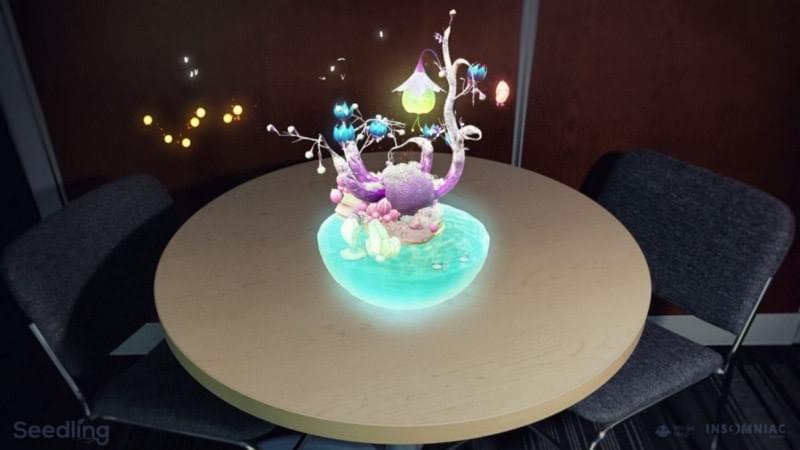 “Seedling.” Insomniac Games’ experience for the Magic Leap One allows users to nurture an alien seed to life form in their own living room, or anywhere. “Seedling.” Insomniac Games’ experience for the Magic Leap One allows users to nurture an alien seed to life form in their own living room, or anywhere.
