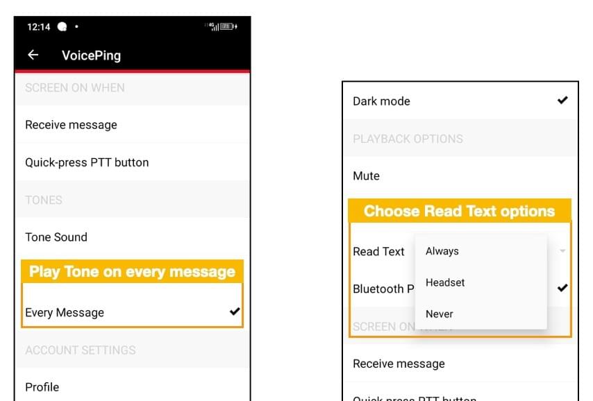 More settings for Beep and Read Text More settings for Beep and Read Text