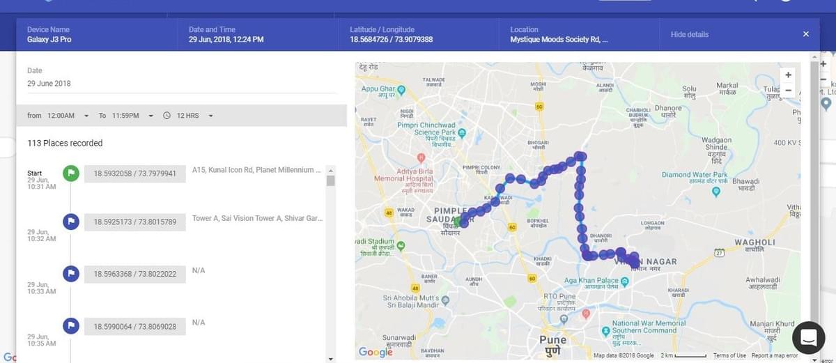 Tracking location history of all registered devices Tracking location history of all registered devices