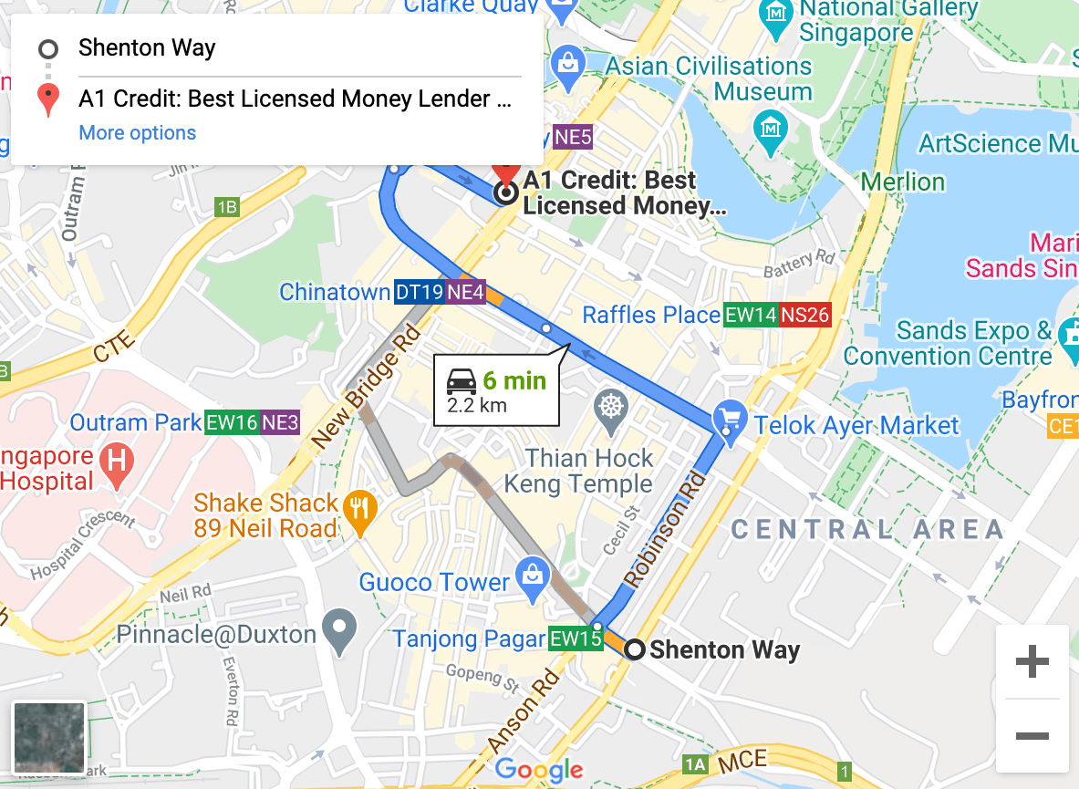 Directions from Shenton Way to A1 Credit Directions from Shenton Way to A1 Credit