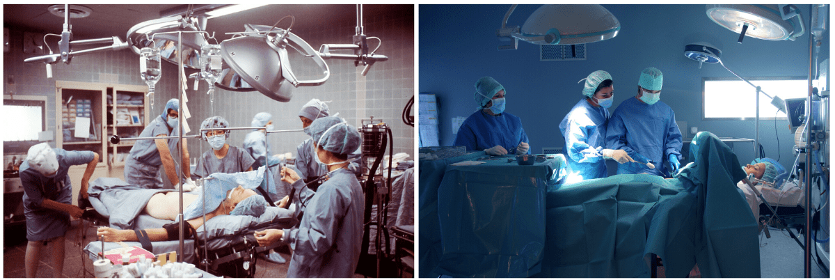 An operation theatre sixty years ago compared to today. Medical standards have changed immensley and new innovations have extended human life even further. An operation theatre sixty years ago compared to today. Medical standards have changed immensley and new innovations have extended human life even further.