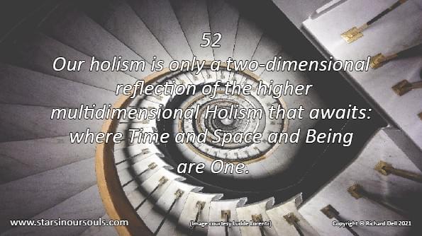 We look down on a spiral staircase that seems to be plunging down into infinity. We look down on a spiral staircase that seems to be plunging down into infinity.
