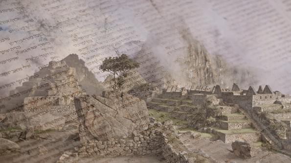 Inca mountain citadel of Machu Picchu in the Andes overlaid with text from ancient scriptures. Image courtesy of Tomaz Sobel & Tanner Mardis. Inca mountain citadel of Machu Picchu in the Andes overlaid with text from ancient scriptures. Image courtesy of Tomaz Sobel & Tanner Mardis.
