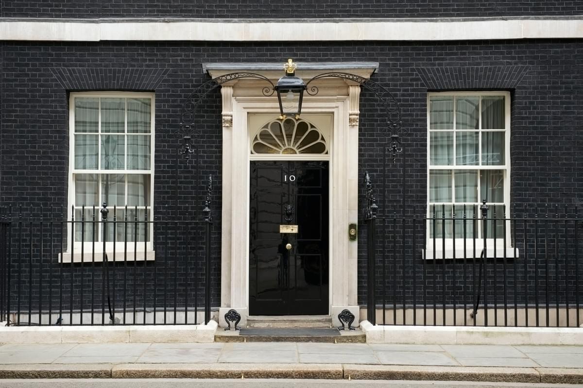 Image showing the front door of 10 Downing Street, the prime minister's residence, in London Image showing the front door of 10 Downing Street, the prime minister's residence, in London