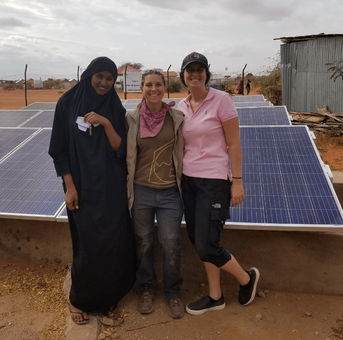 Ruby Heard, Somali refugee Sabriin, and UNHCR energy officer Diana Benato Ruby Heard, Somali refugee Sabriin, and UNHCR energy officer Diana Benato
