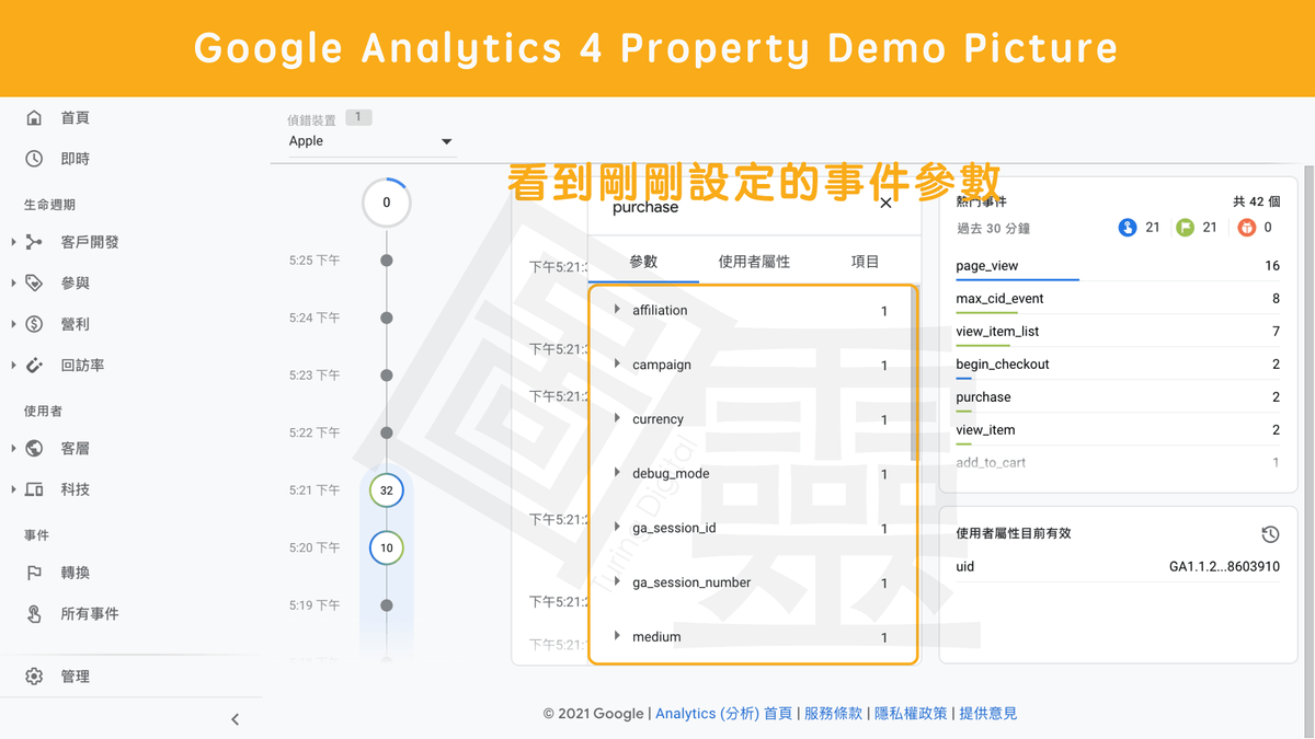 利用 Debug View 預覽是否埋設正確 利用 Debug View 預覽是否埋設正確