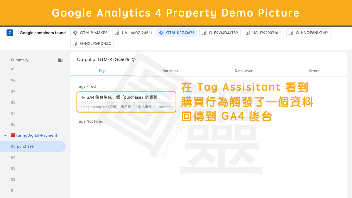 利用 Debug View 預覽是否埋設正確 利用 Debug View 預覽是否埋設正確