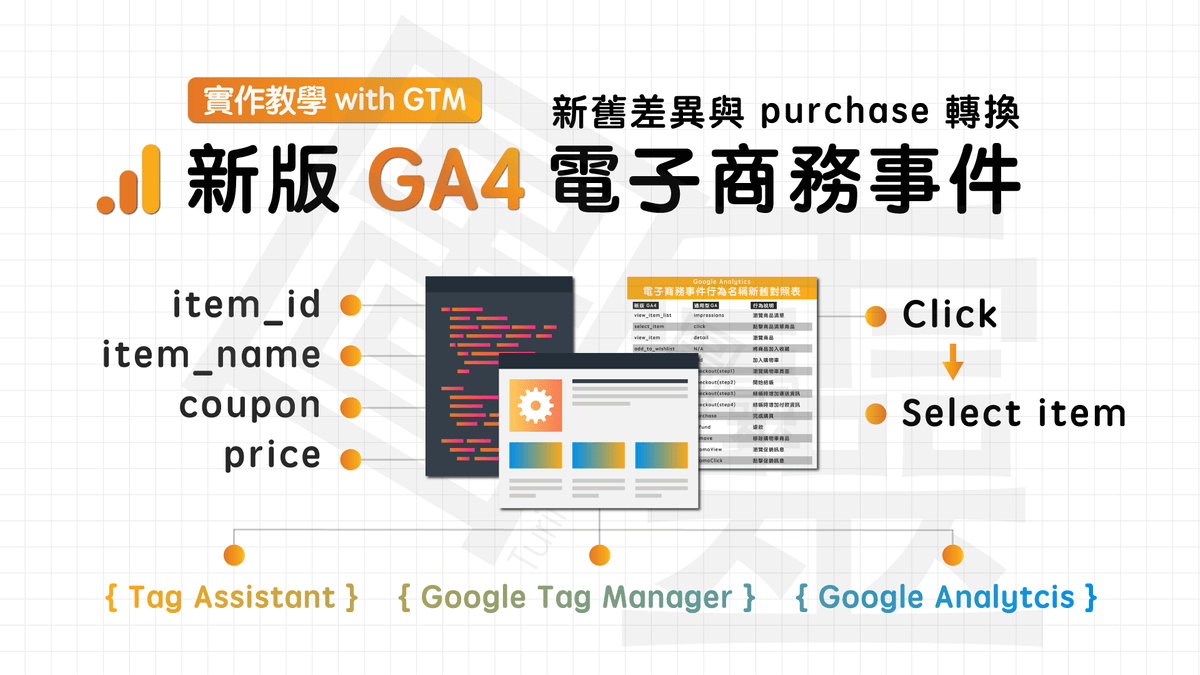 【實作教學】新版 GA4 電子商務事件,新舊差異與 purchase 轉換! 【實作教學】新版 GA4 電子商務事件,新舊差異與 purchase 轉換!