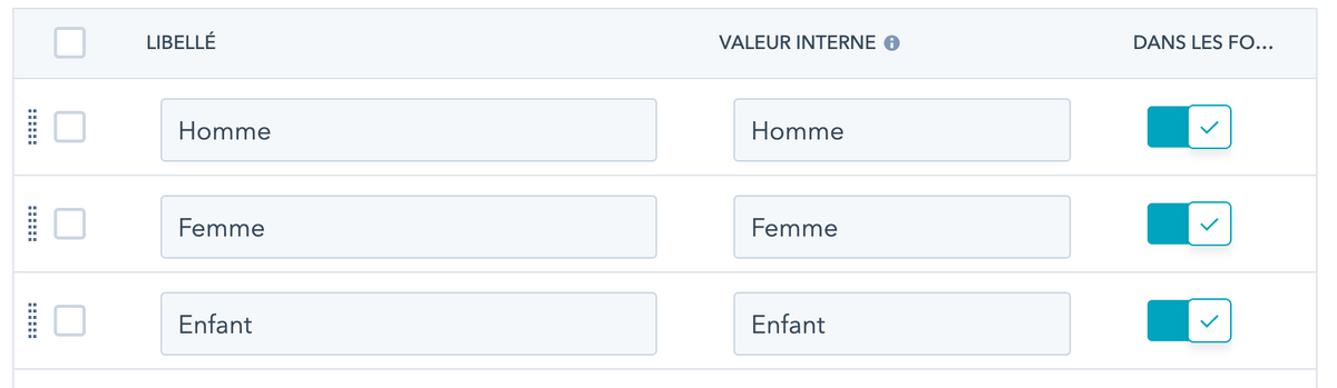 Edition des options de propriétés de formulaire Edition des options de propriétés de formulaire