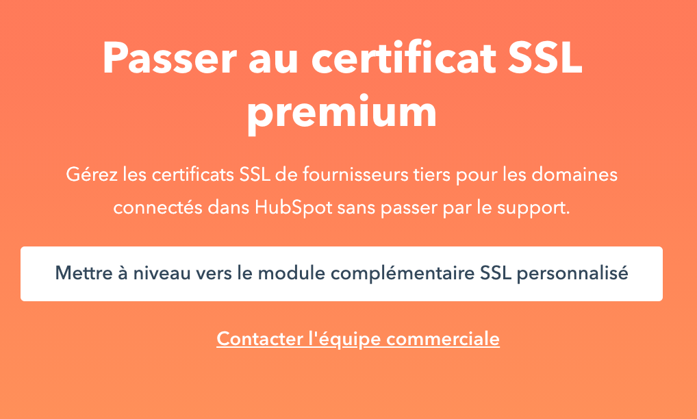 Installation du module complémentaire SSL Premium de Hubspot Installation du module complémentaire SSL Premium de Hubspot
