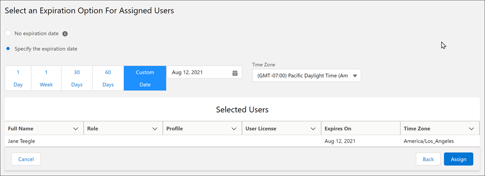 Expiration des ensemble d'autorisation dans Salesforce Expiration des ensemble d'autorisation dans Salesforce