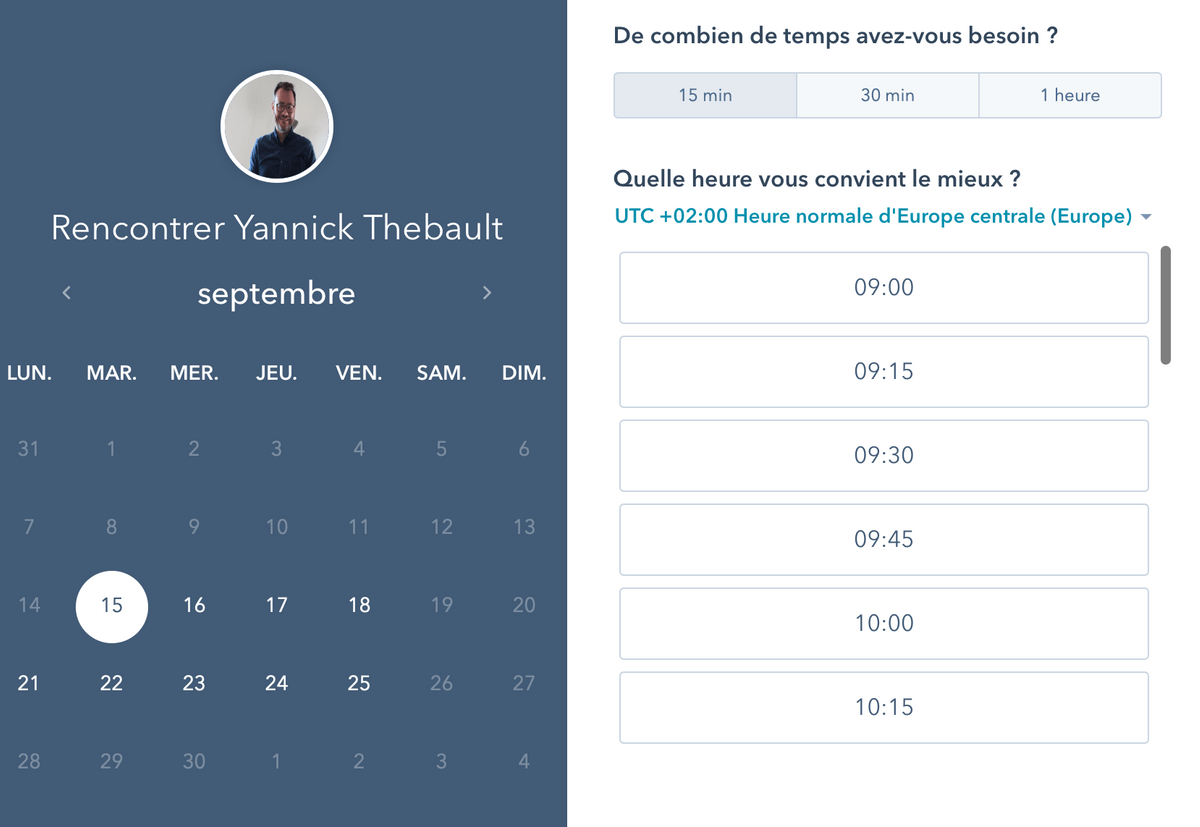 Réservation d'un créneau de réunion dans Hubspot Réservation d'un créneau de réunion dans Hubspot