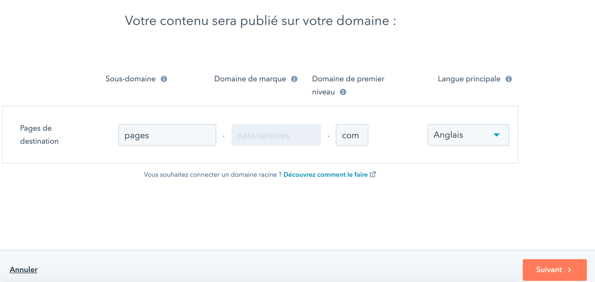 Choix du sous-domaine Choix du sous-domaine