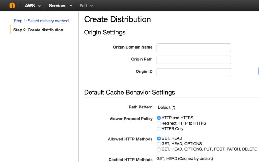 Création d'une distribution dans AWS CloudFront Création d'une distribution dans AWS CloudFront