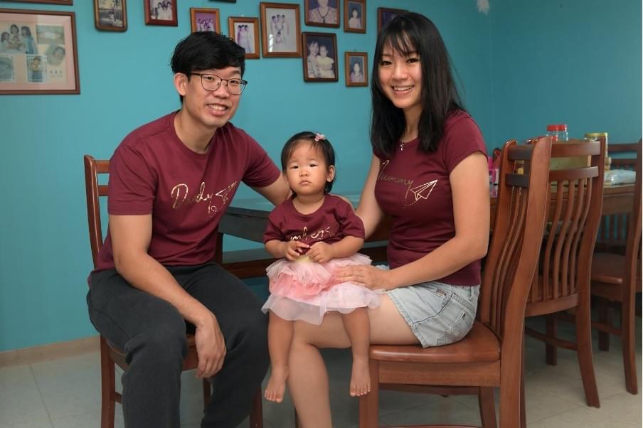 Mr Silas Wong and his wife Jessie Chui, with their first child Amber, one, who was born about four years after they tied the knot Mr Silas Wong and his wife Jessie Chui, with their first child Amber, one, who was born about four years after they tied the knot